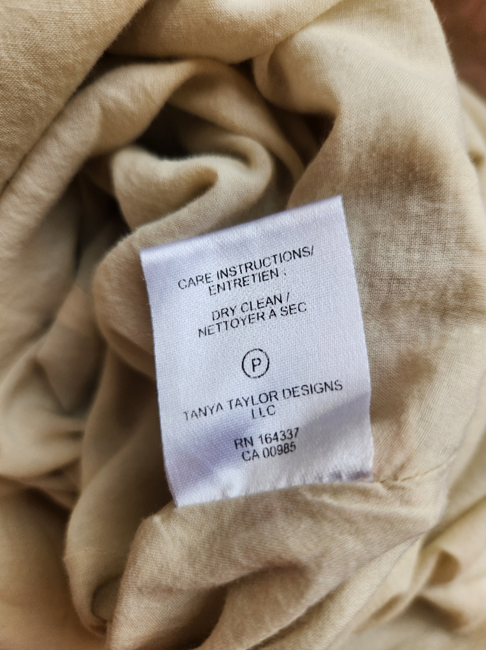 Tanya Taylor Women's Midi Meredith Dress, Tan/Black Polka Dot Linen Size 10 $565 - Picture 8 of 14